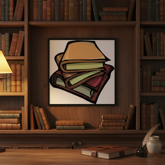 Poster Trois livres anciens empilés ensemble (Créateur téléchargé)