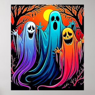 Poster Trois modèles Éffrayants d'Halloween