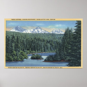 Poster Trois montagnes de soeurs près se plient, OU de