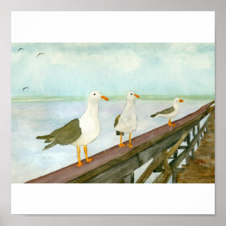 Poster Trois mouettes sur la rampe