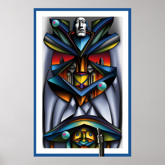 Poster Trois olives et le barman Tiki - Ken Gage Art (Devant)