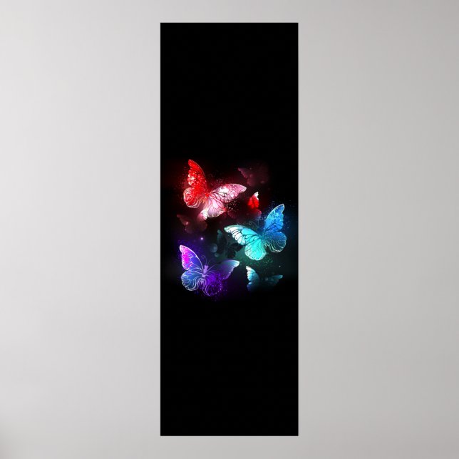Poster Trois papillons brillants sur l'arrière - plan de  (Devant)