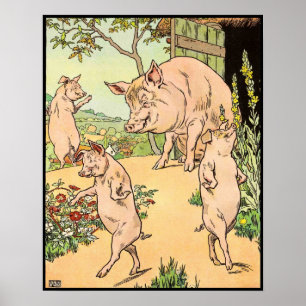 Poster Trois Petits Cochons : Elle Les A Envoyés