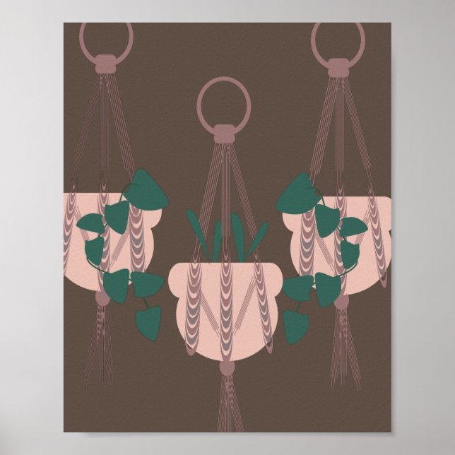 Poster Trois Plantes traînants accrochant le mur Brown ve (Devant)