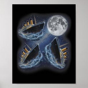 Poster Trois Rms Titanic Lune 3 Hurlement à la Lune Drôle