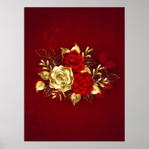 Poster Trois Roses de bijoux