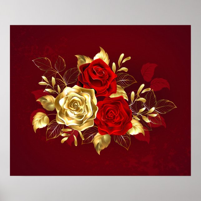 Poster Trois Roses de bijoux (Devant)