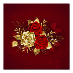 Poster Trois Roses de bijoux