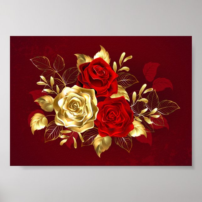 Poster Trois Roses de bijoux (Devant)