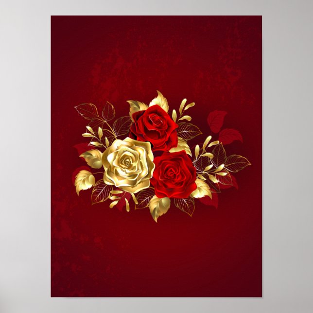 Poster Trois Roses de bijoux (Devant)