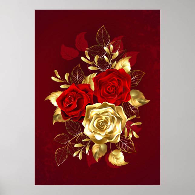 Poster Trois Roses de bijoux (Devant)