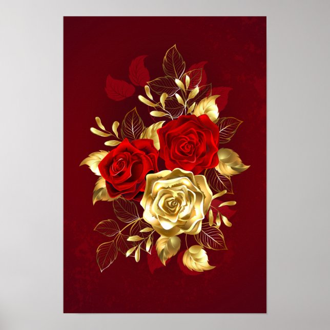 Poster Trois Roses de bijoux (Devant)