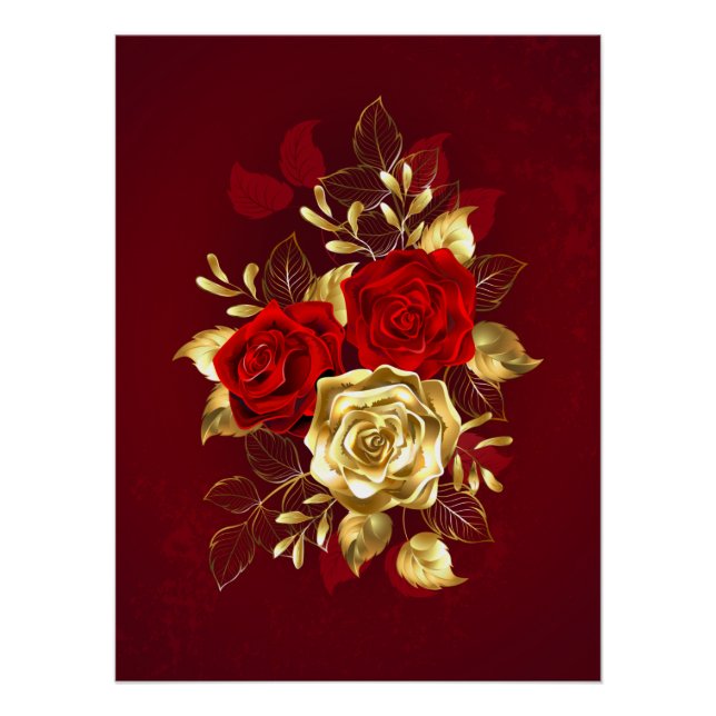 Poster Trois Roses de bijoux (Devant)