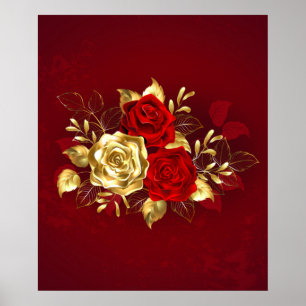 Poster Trois Roses de bijoux
