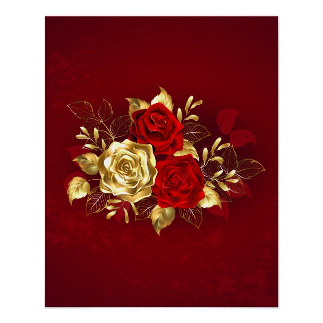 Poster Trois Roses de bijoux (Devant)