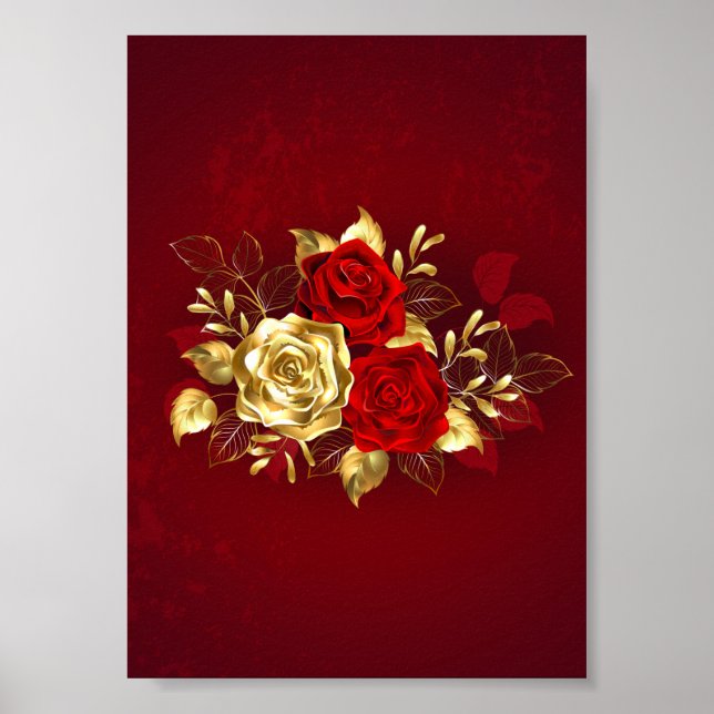 Poster Trois Roses de bijoux (Devant)