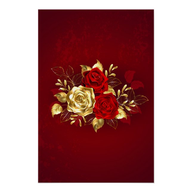 Poster Trois Roses de bijoux (Devant)