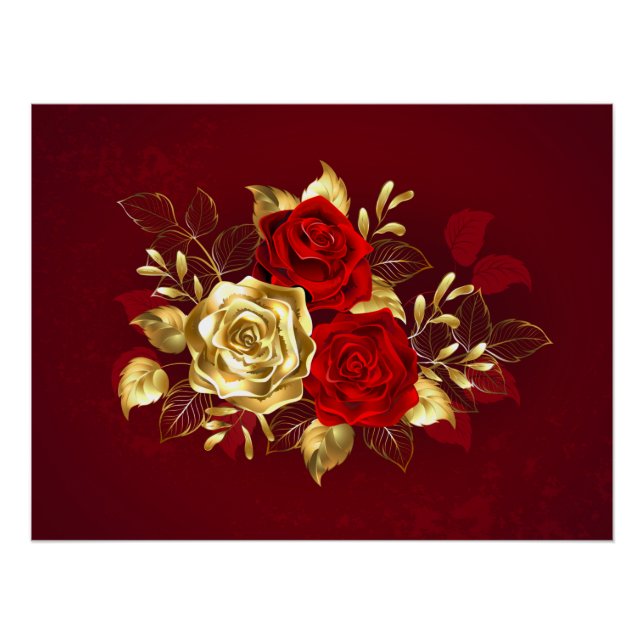 Poster Trois Roses de bijoux (Devant)