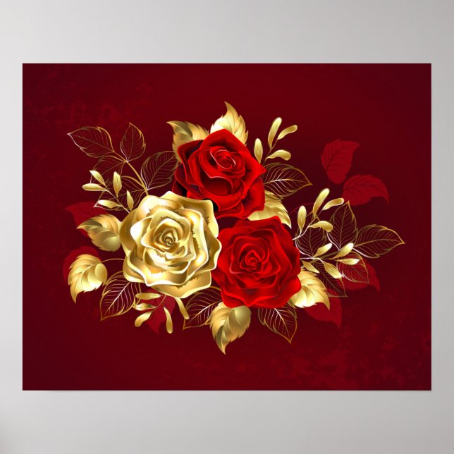 Poster Trois Roses de bijoux (Devant)