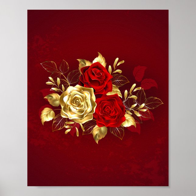 Poster Trois Roses de bijoux (Devant)