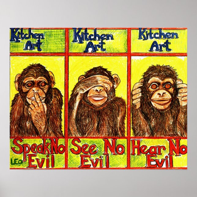 Poster Trois singes sages (Devant)