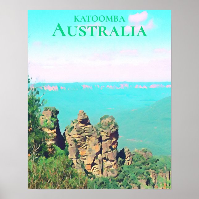 Poster Trois Soeurs Katoomba pittoresque Australie Voyage (Devant)