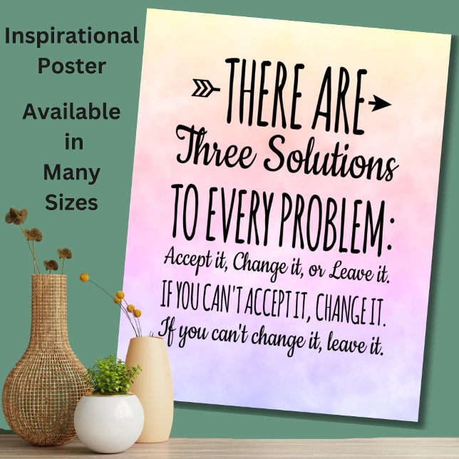 Poster Trois solutions à chaque problème Inspirationnel - (Créateur téléchargé)