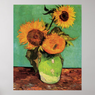Poster Trois tournesols dans un vase de Van Gogh