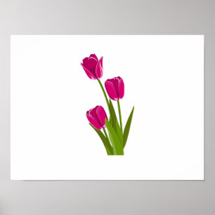 Poster Trois Tulipes Roses tournent vers la gauche