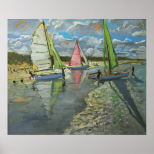 Poster Trois voiliers Bray Dunes France