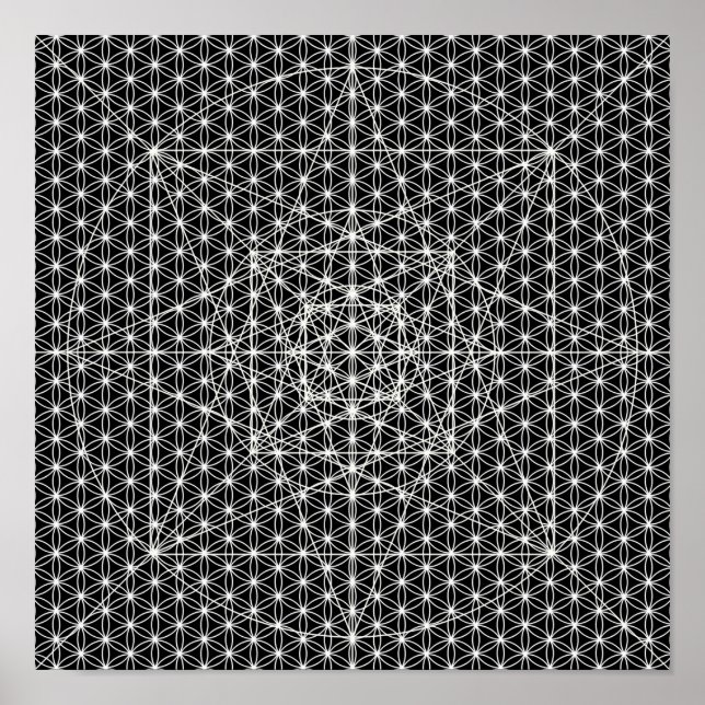 Poster Troisième Dimension/Fleur De Vie Géométrie Sacrée (Devant)