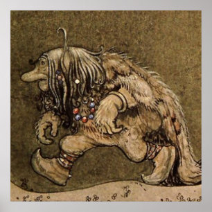Poster "Troll de ferme" par l'artiste suédois John Bauer