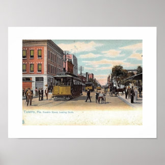 Poster Trolley sur Franklin St, Tampa, Floride Vintage