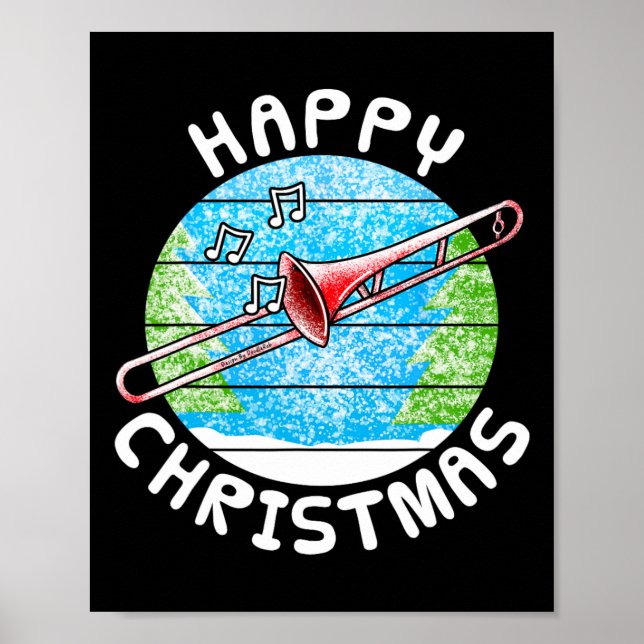 Poster Trombone Christmas Trombonist Br Musician Music Te (Devant)