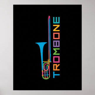 Poster Trombone couleur arc-en-ciel