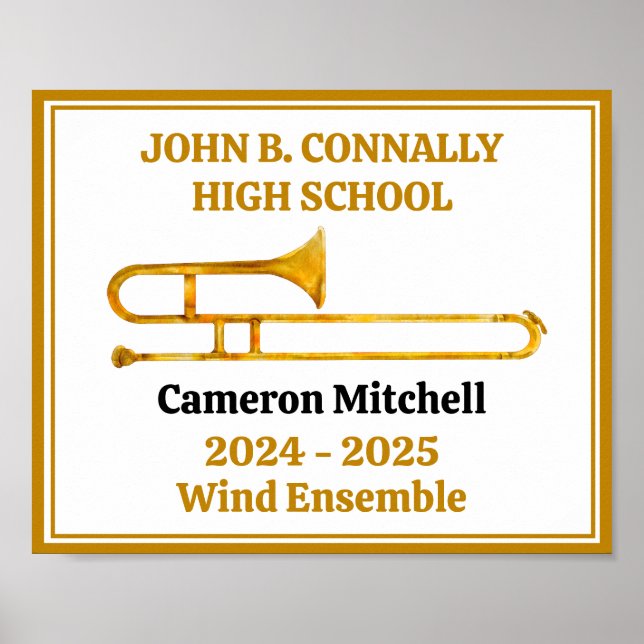 Poster Trombone High School Band Gold Personnalisé (Devant)