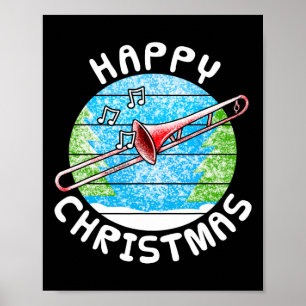 Poster Trombone Noël Tromboniste Br Musicien Musique Te
