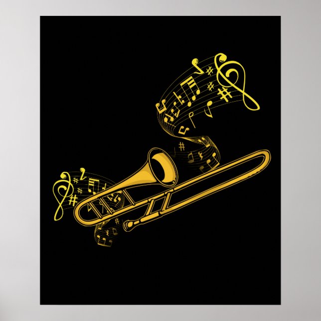 Poster Trombone Player Brass Music Instrument Big Band (Devant)