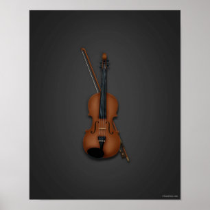 Poster Trompe L'oeil Violin & Bow Classical Music