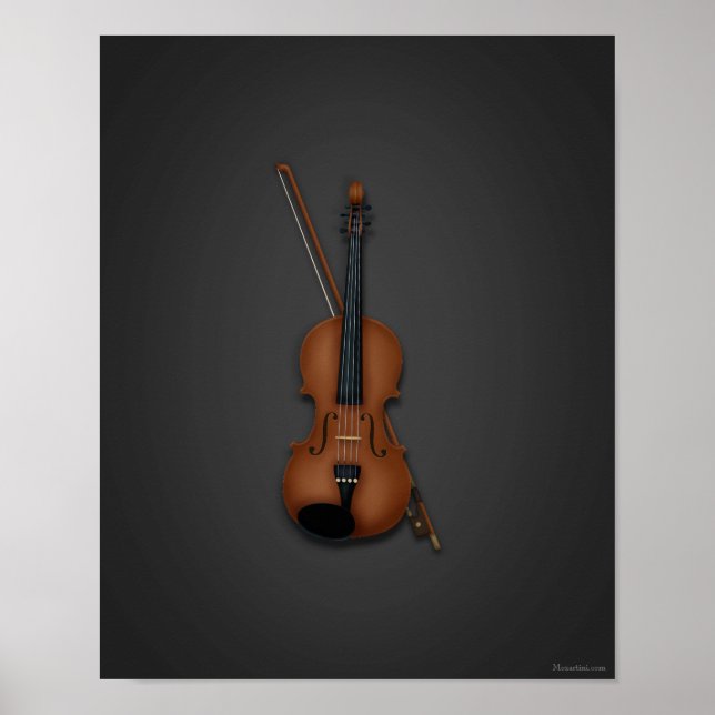 Poster Trompe L'oeil Violon & Bow musique classique (Devant)