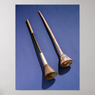 Poster Trompette et bouchon en bois
