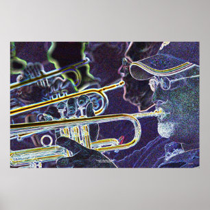 Poster Trompettes, jazz-band de haut de mille