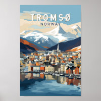 Tromso Norvège Travel Art Vintage