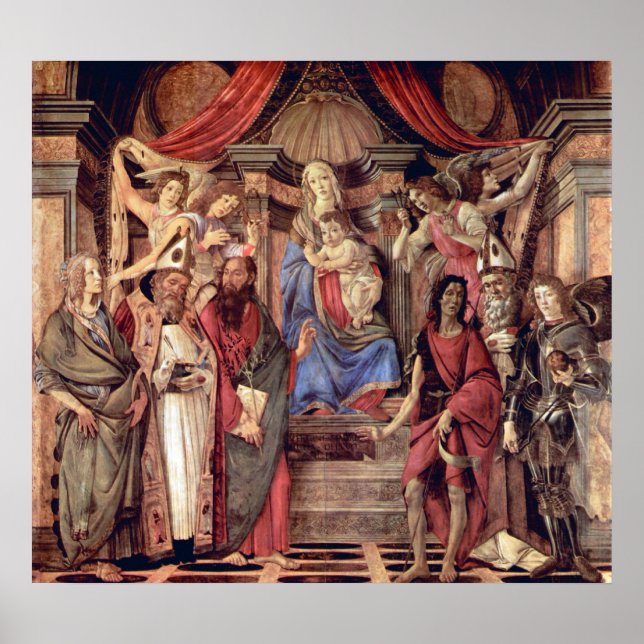 Poster Trône de Madone d'anges et de saints (Devant)