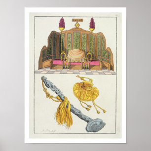 Poster Trône d'un empereur chinois, sceptre Yo-yo et casq