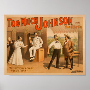 Poster "Trop de Johnson" - deux hommes combattant le