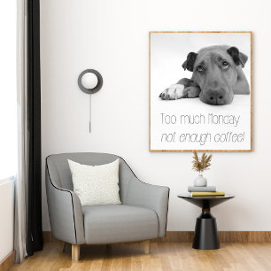 Poster Trop de lundi, pas assez de café - chien somnolent