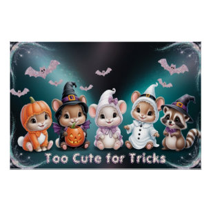 Poster Trop Mignon Pour Les Farces Animaux D'Halloween Ch