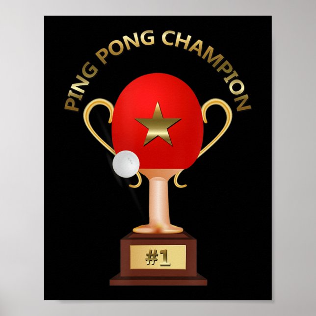 Poster Trophée Champion de tennis de table Ping Pong (Devant)