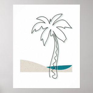 Poster Tropic Breeze Abstrait Palm Tree Line Art Print